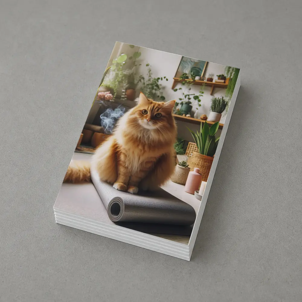 Orange Cat Sitting on Yoga Mat Indoors – Postcards