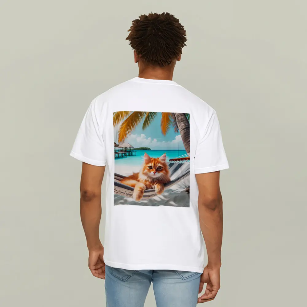 Orange Cat Relaxing Hammock Tropical Beach – T-Shirts