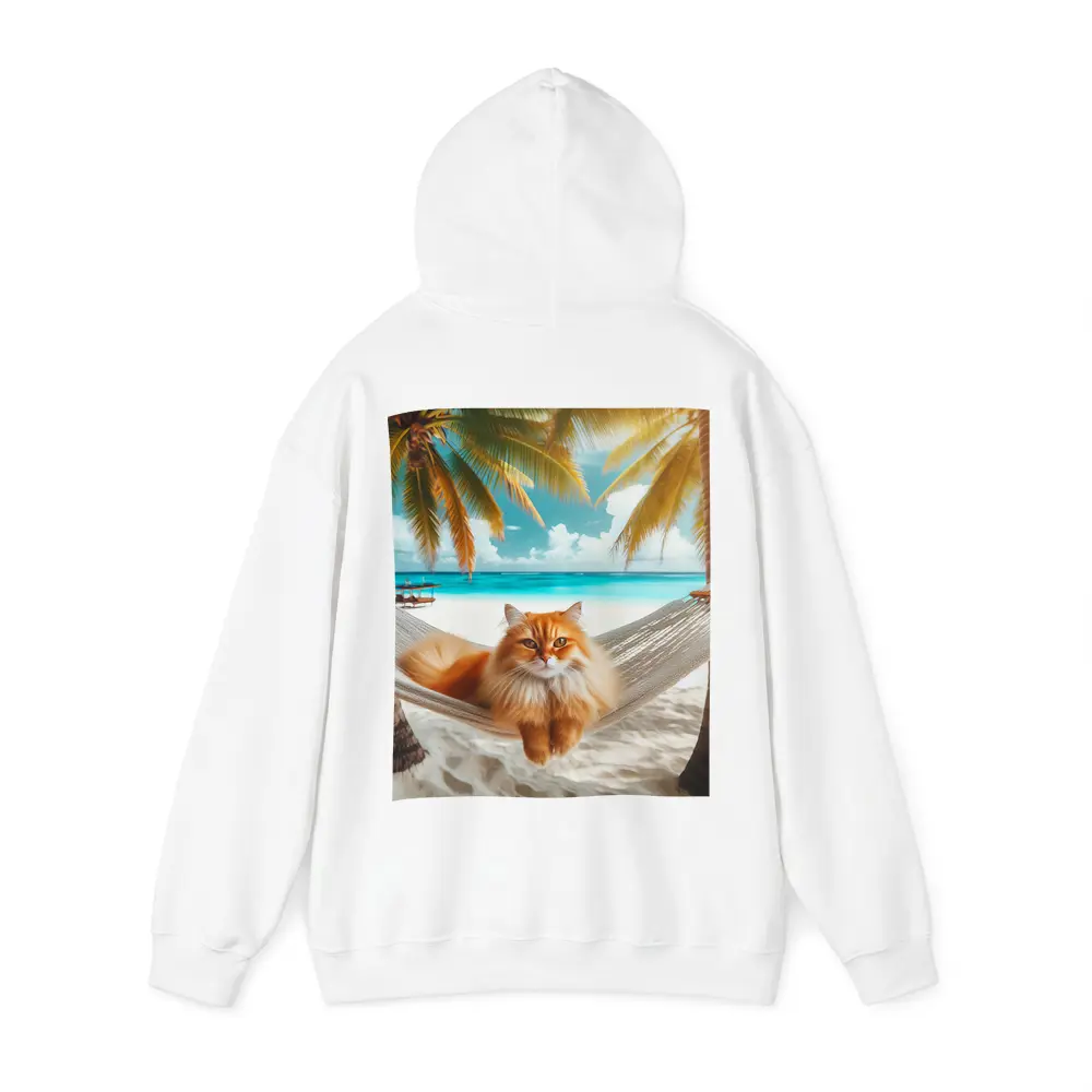 Orange Cat Relaxing Hammock Tropical Beach – Hoodies