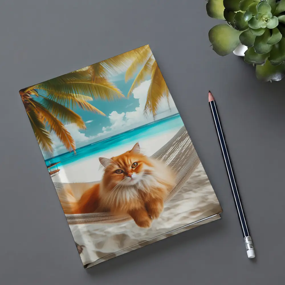 Orange Cat Relaxing Hammock Tropical Beach – Notebooks