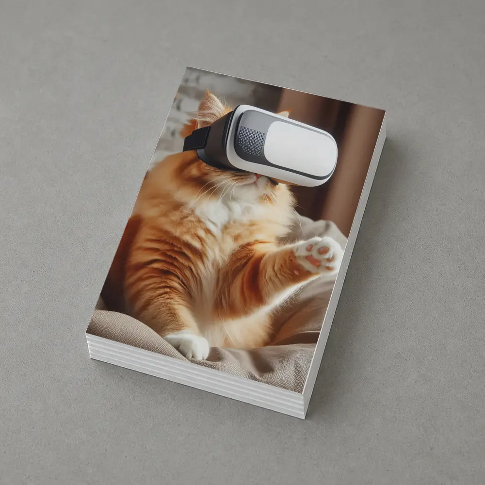 Orange Cat Wearing VR Headset Indoors – Postcards
