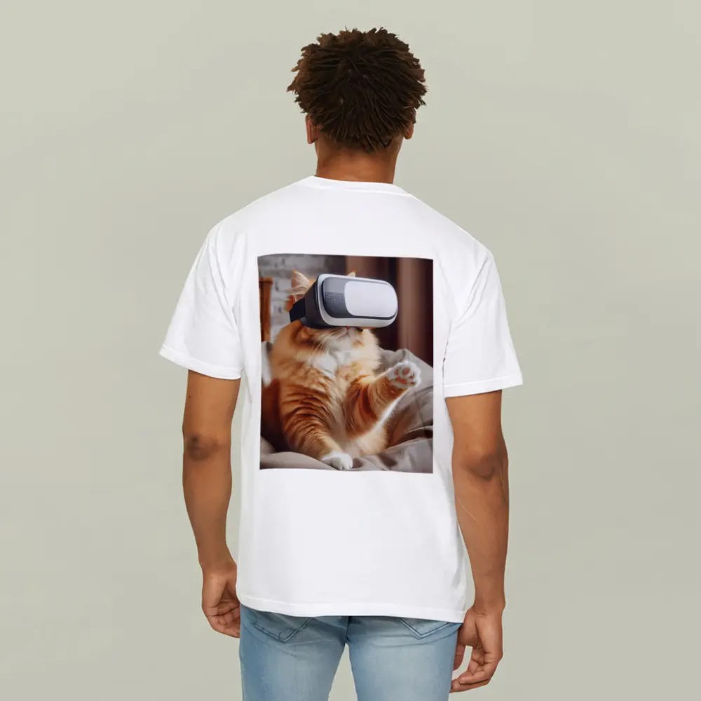 Orange Cat Wearing VR Headset Indoors – T-Shirts