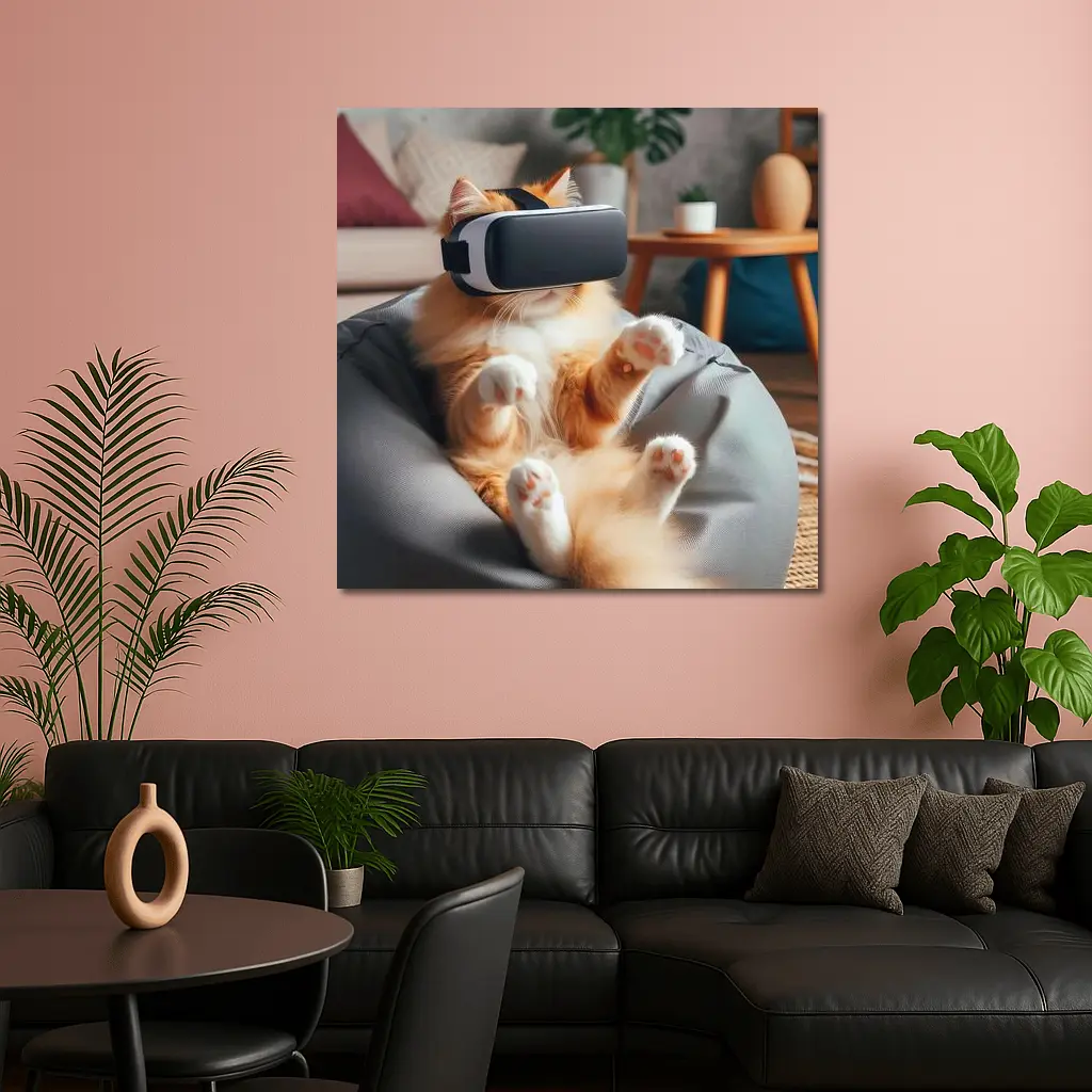 Orange Cat VR Headset Bean Bag – Wall Art