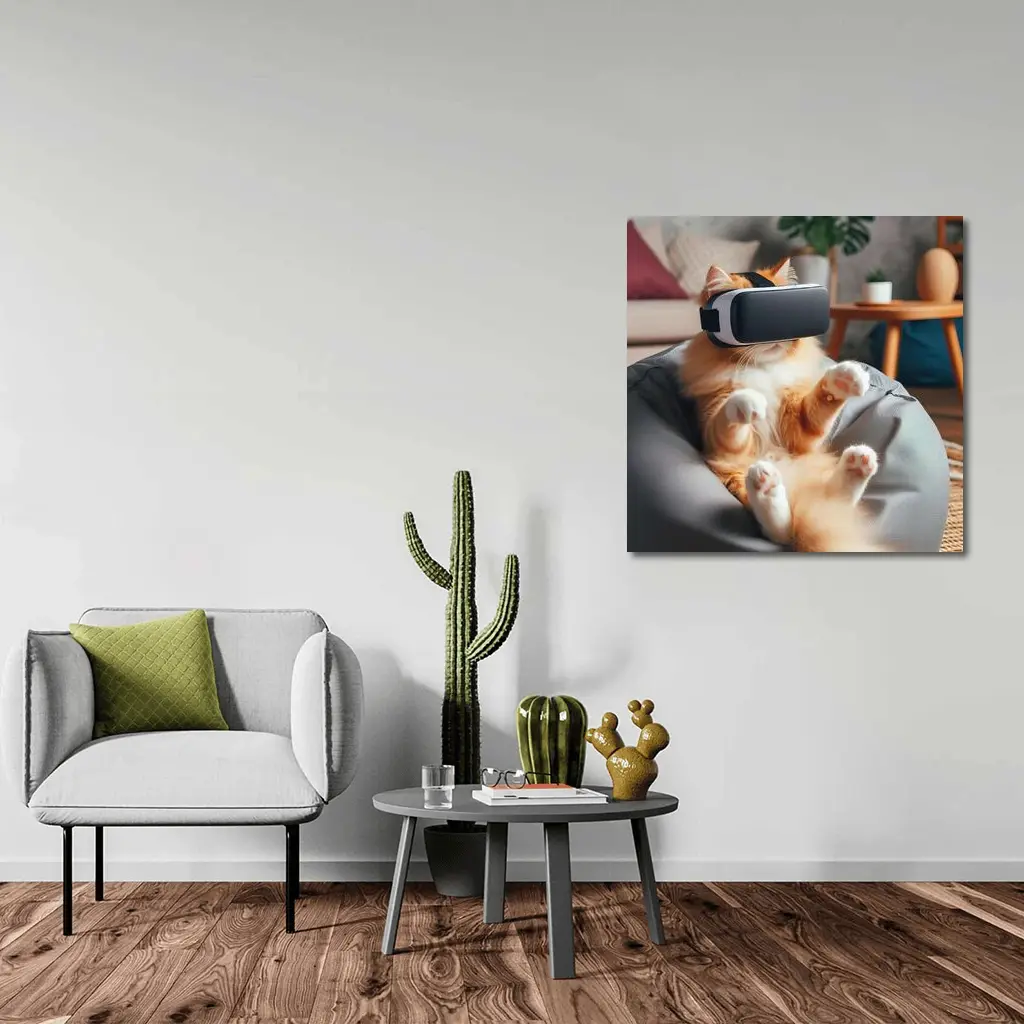 Orange Cat VR Headset Bean Bag – Wall Art