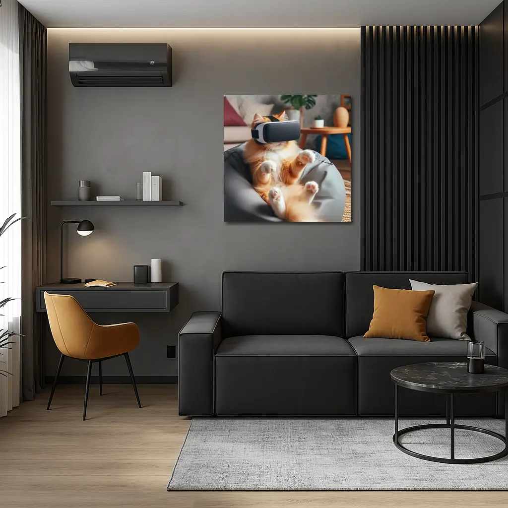 Orange Cat VR Headset Bean Bag – Wall Art