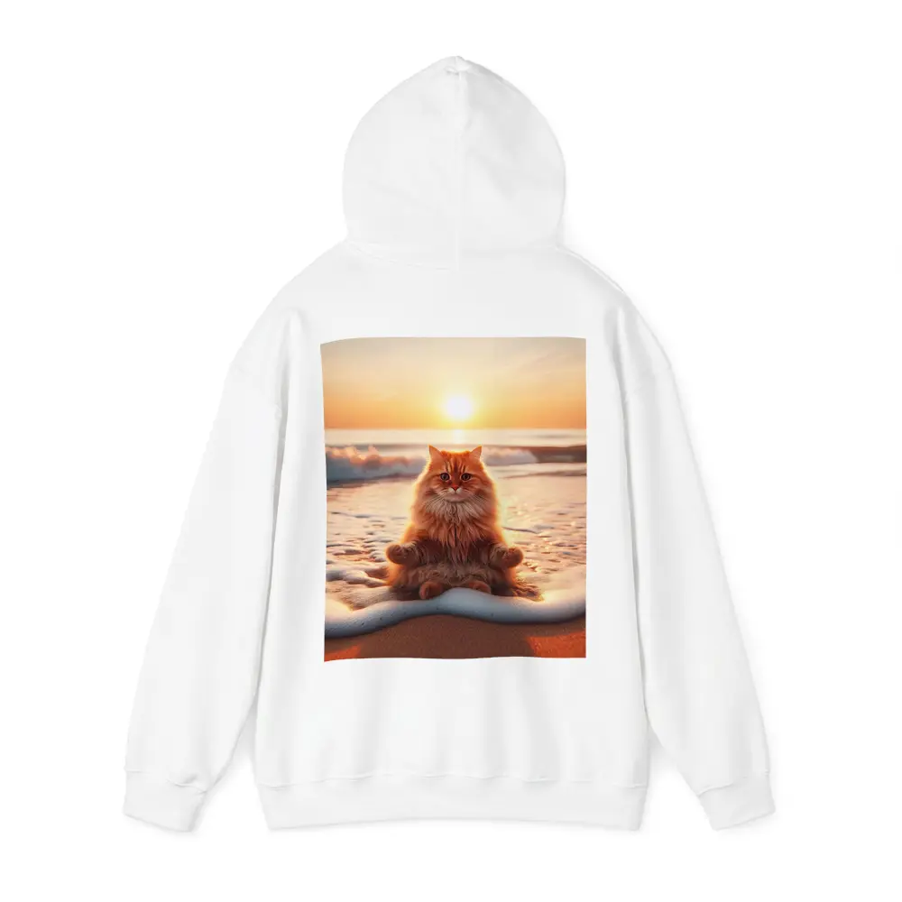 Orange Cat Meditating On Sunset Beach – Hoodies