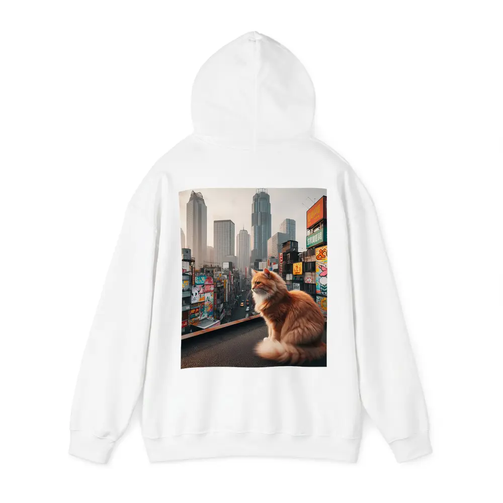 Orange Cat Sitting Over Tokyo City – Hoodies