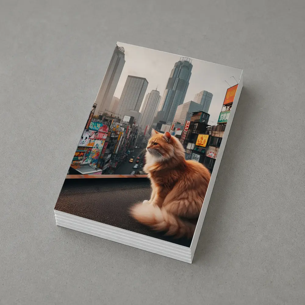 Orange Cat Sitting Over Tokyo City – Postcards