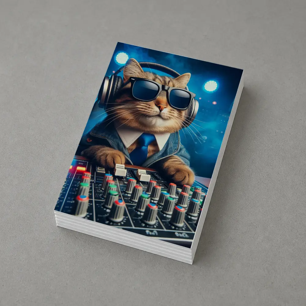 DJ Cat Wearing Sunglasses At Mixing Console – Postcards