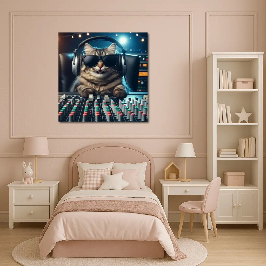 Cool Cat DJ Music Studio Mixing Board – Wall Art