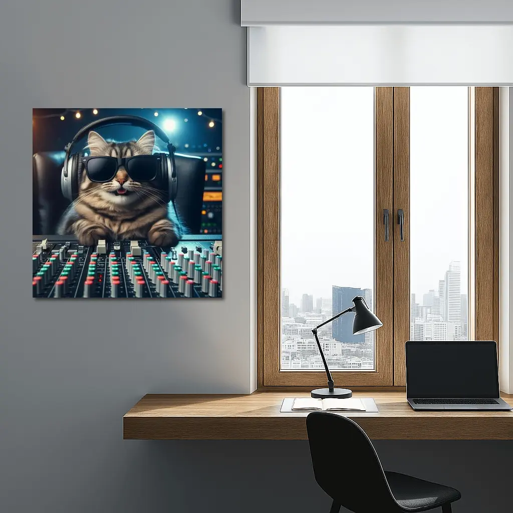 Cool Cat DJ Music Studio Mixing Board – Wall Art
