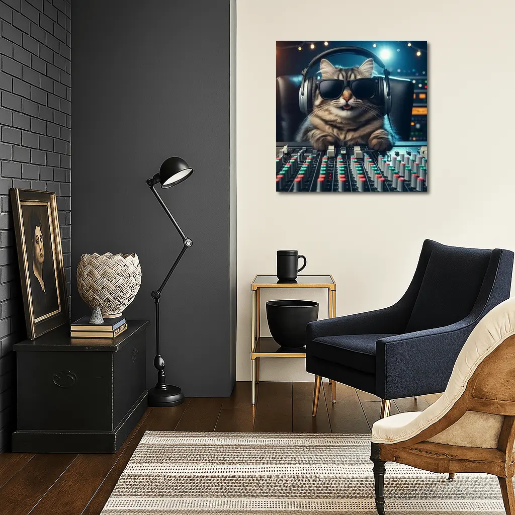 Cool Cat DJ Music Studio Mixing Board – Wall Art