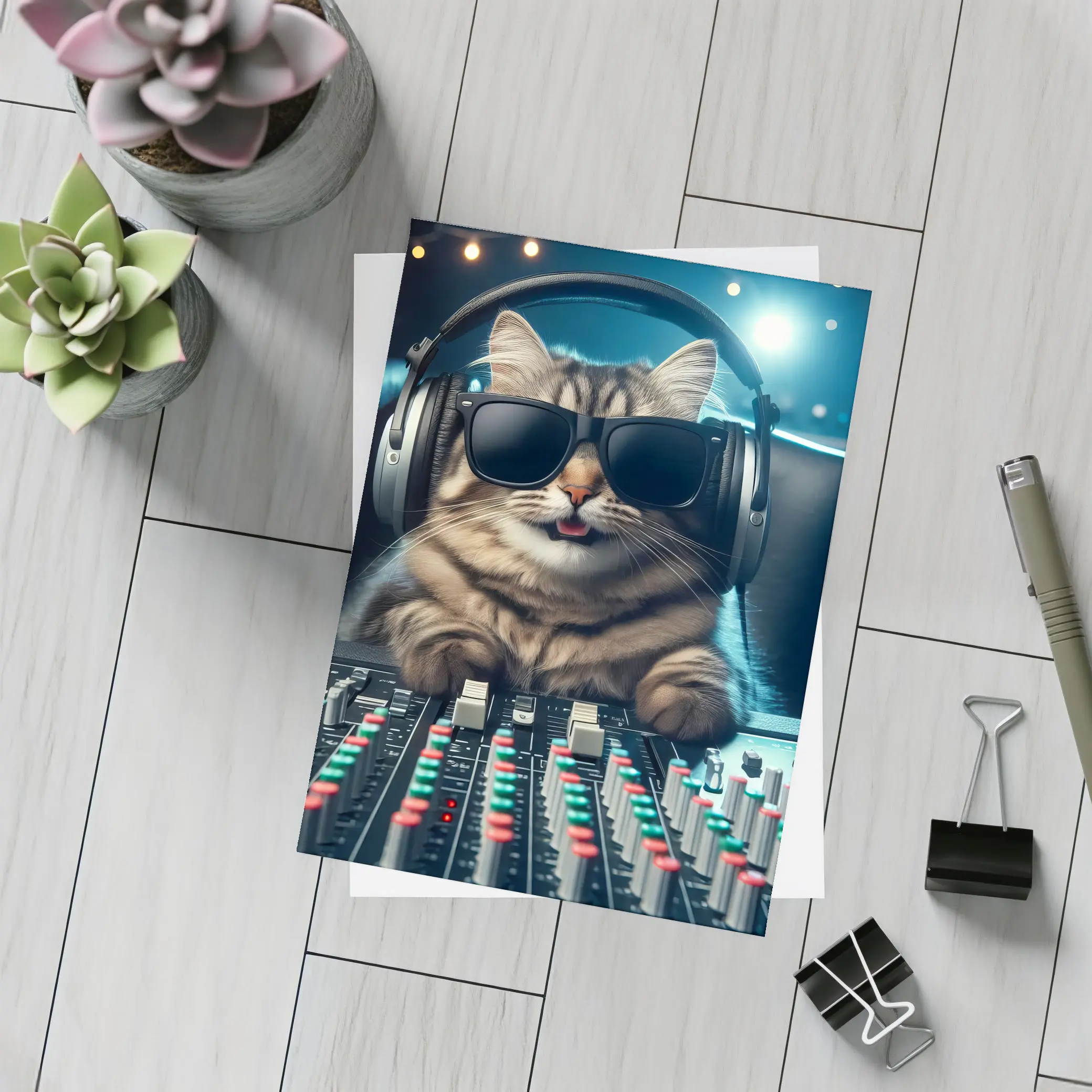 Cool Cat DJ Music Studio Mixing Board – Postcards