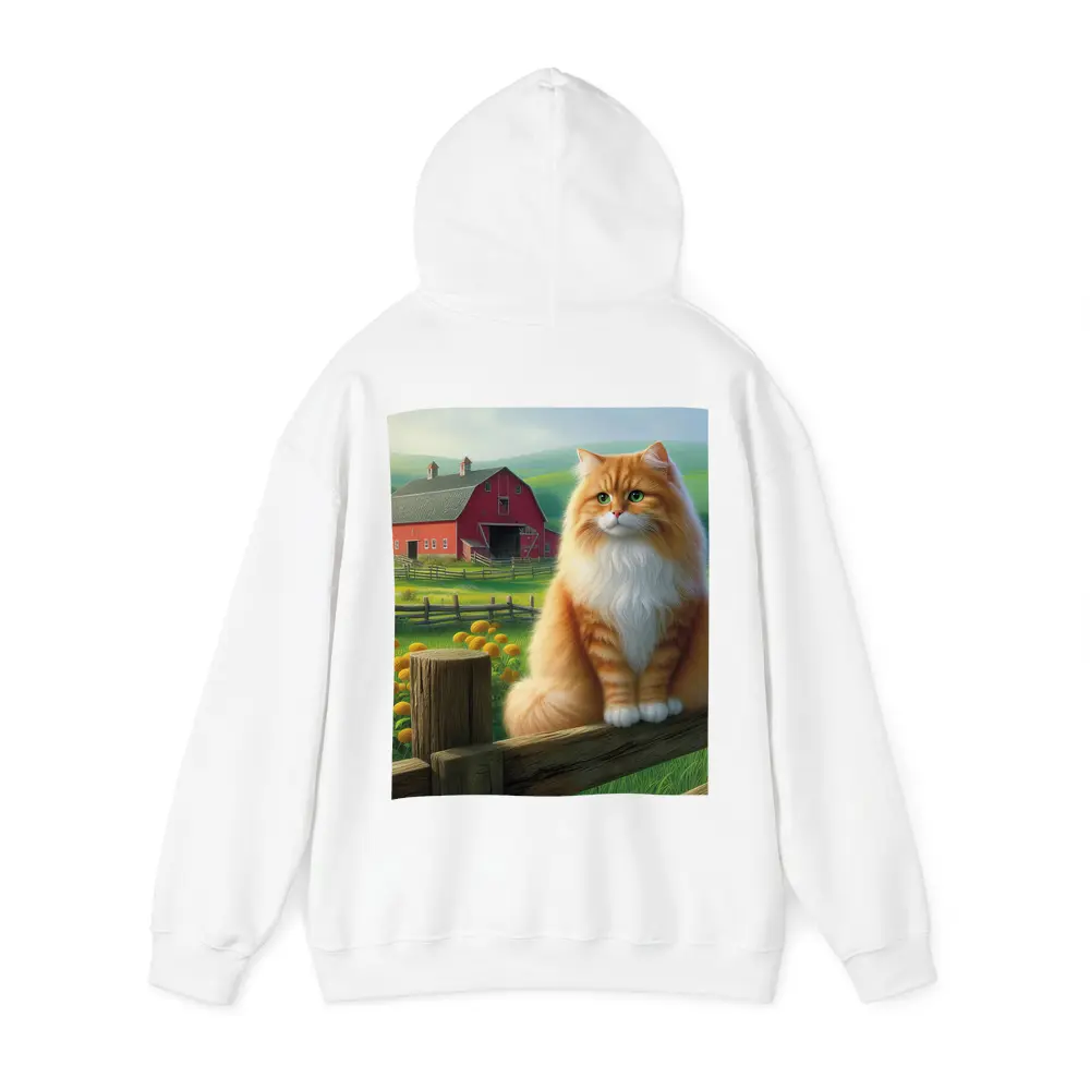Orange Tabby Cat Sitting On Farm Fence – Hoodies