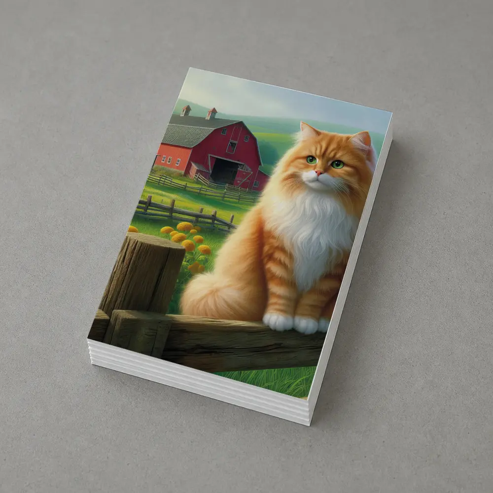 Orange Tabby Cat Sitting On Farm Fence – Postcards