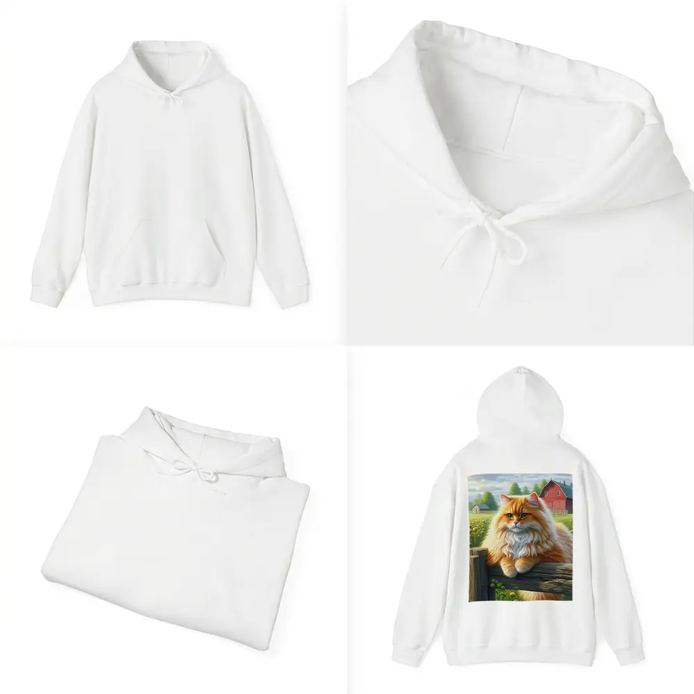 Orange Persian Cat Farm Countryside Scene – Hoodies