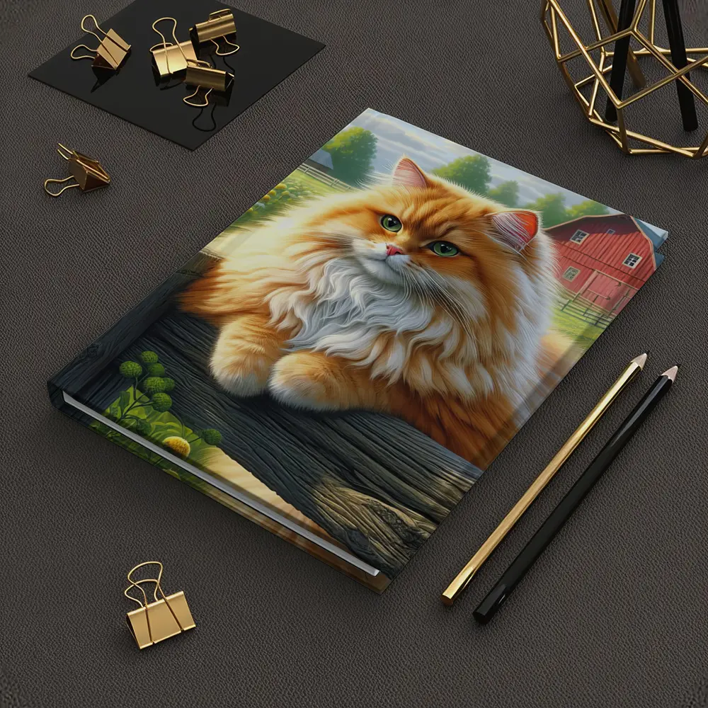 Orange Persian Cat Farm Countryside Scene – Notebooks