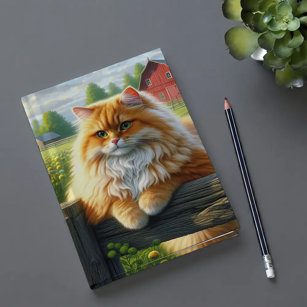 Orange Persian Cat Farm Countryside Scene – Notebooks