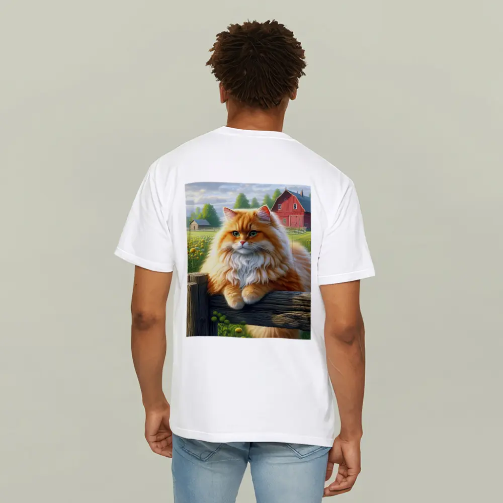 Orange Persian Cat Farm Countryside Scene – T-Shirts