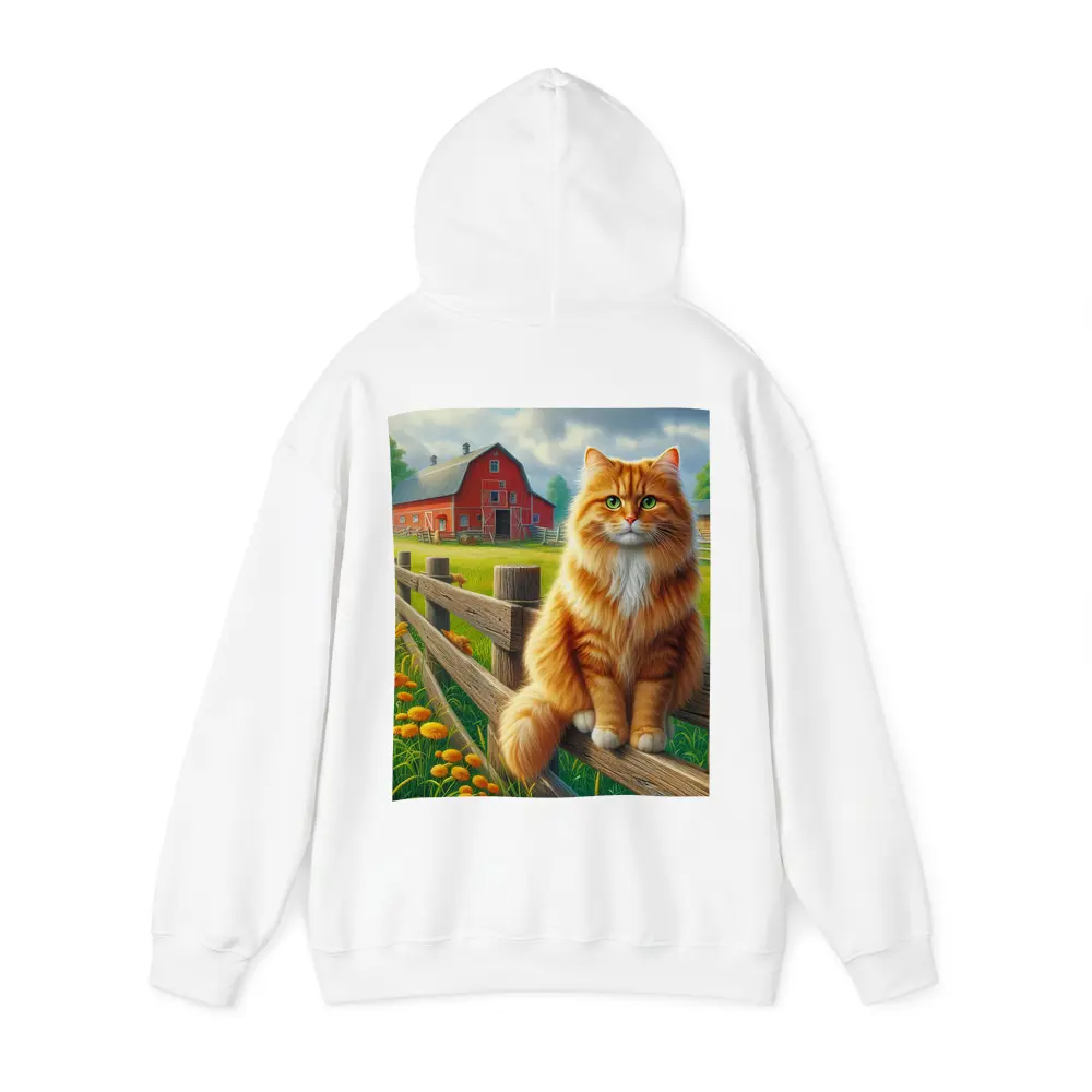 Orange Tabby Cat Farm Fence Country – Hoodies
