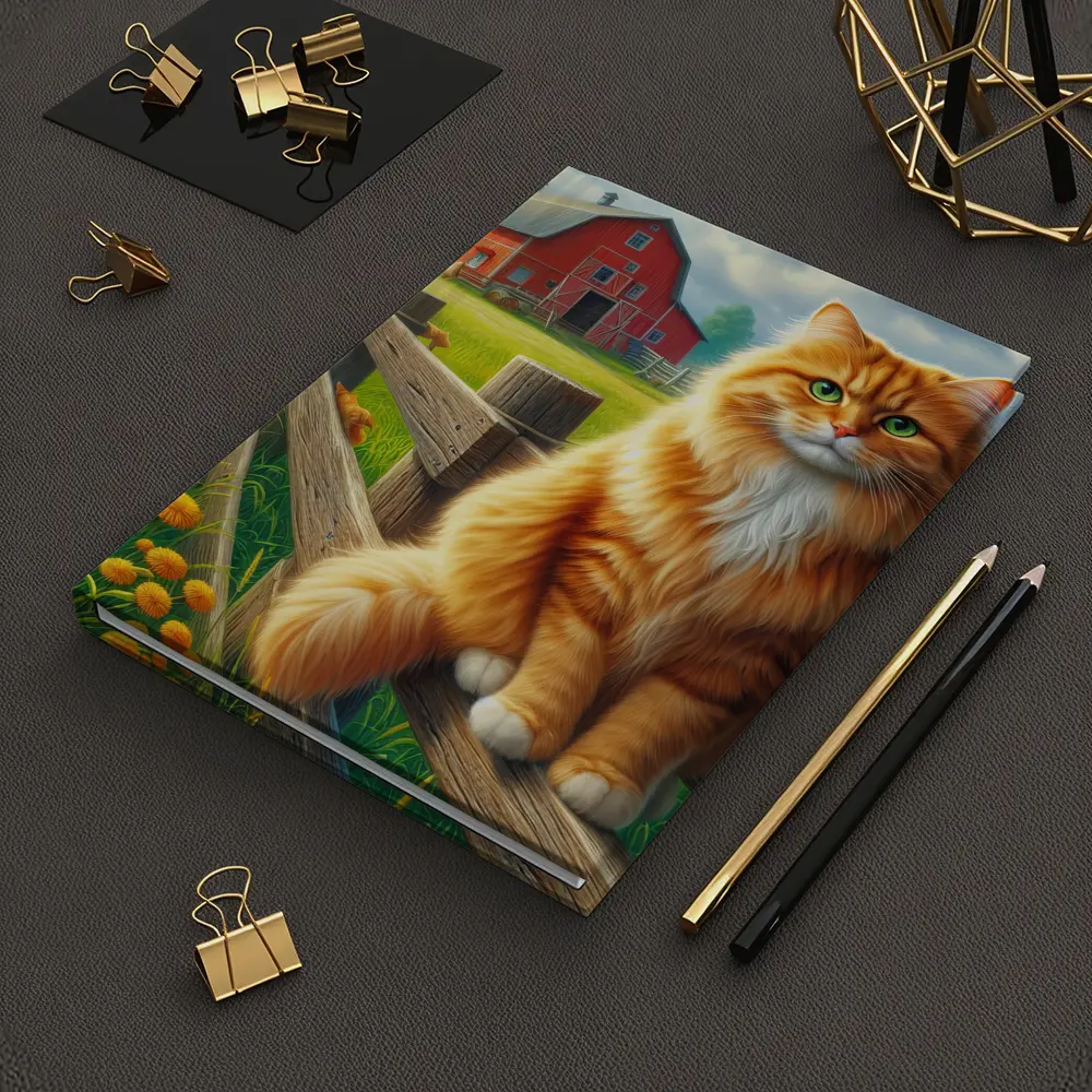 Orange Tabby Cat Farm Fence Country – Notebooks