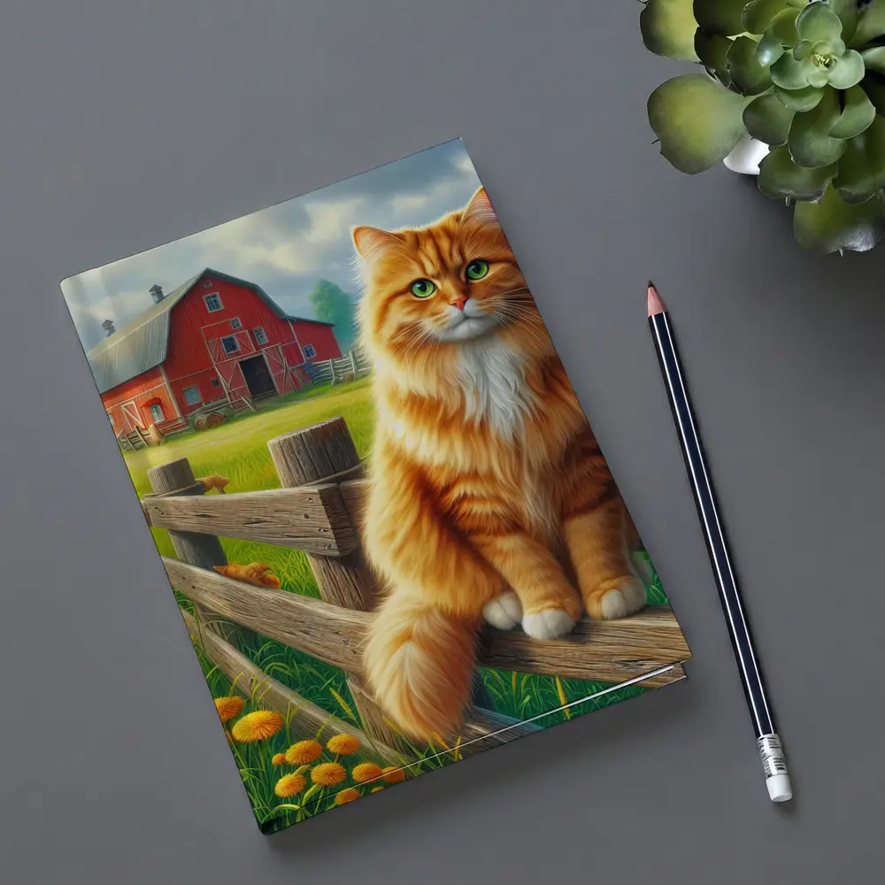 Orange Tabby Cat Farm Fence Country – Notebooks