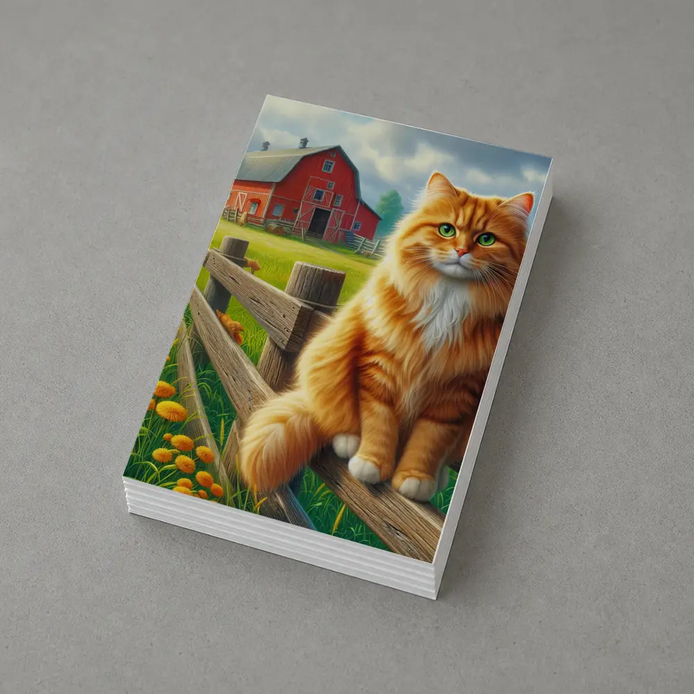 Orange Tabby Cat Farm Fence Country – Postcards