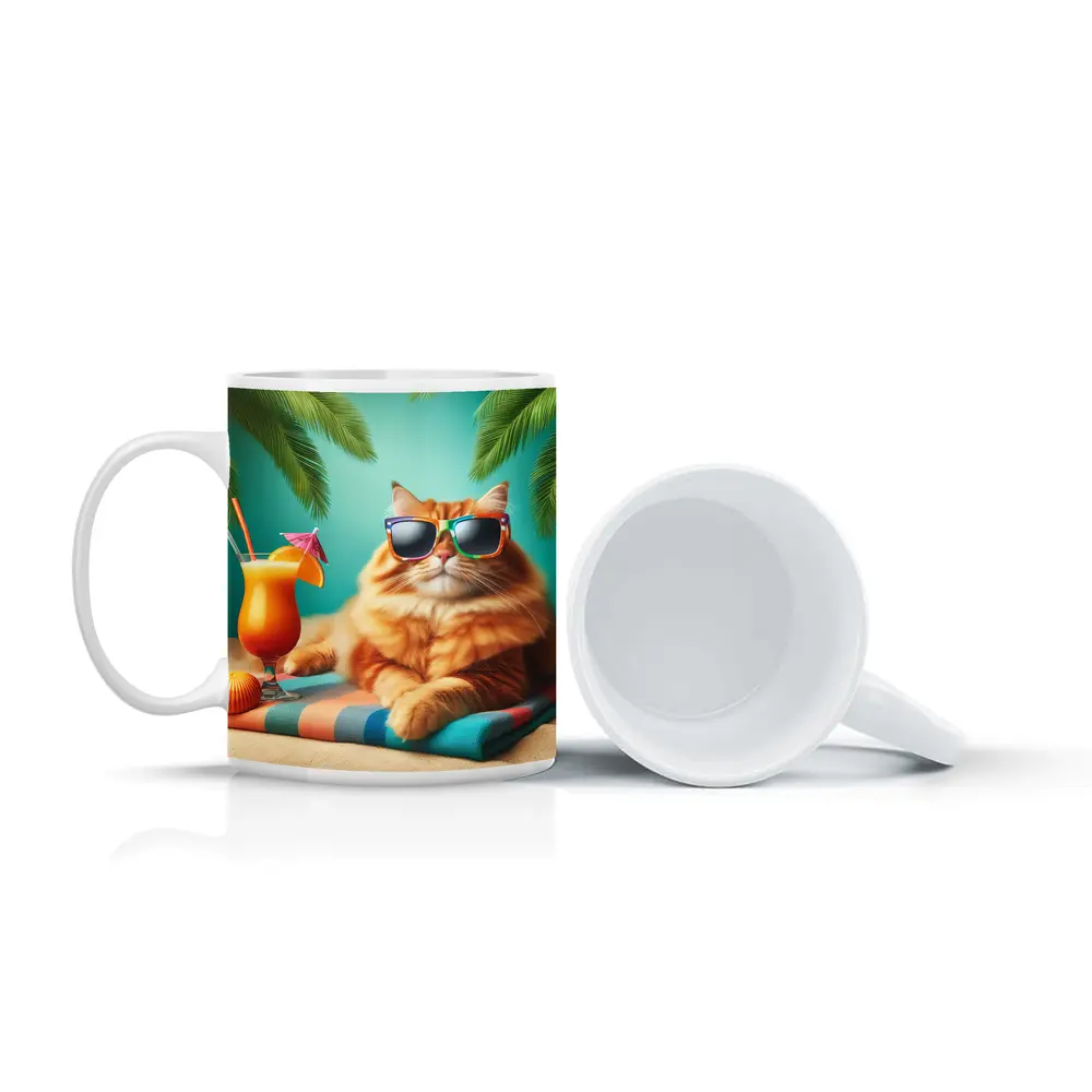 Orange Cat Sunglasses Tropical Beach Summer – Mugs