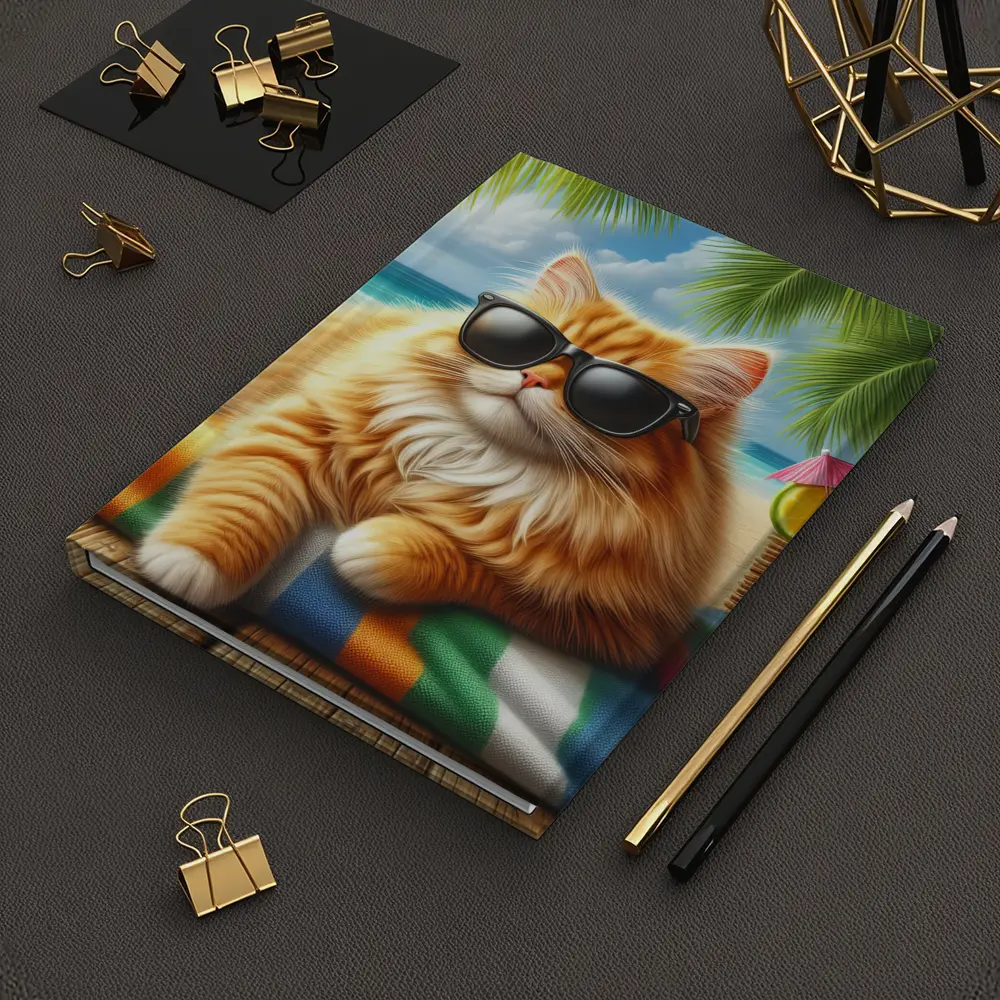 Orange Persian Cat Sunglasses Tropical Beach – Notebooks