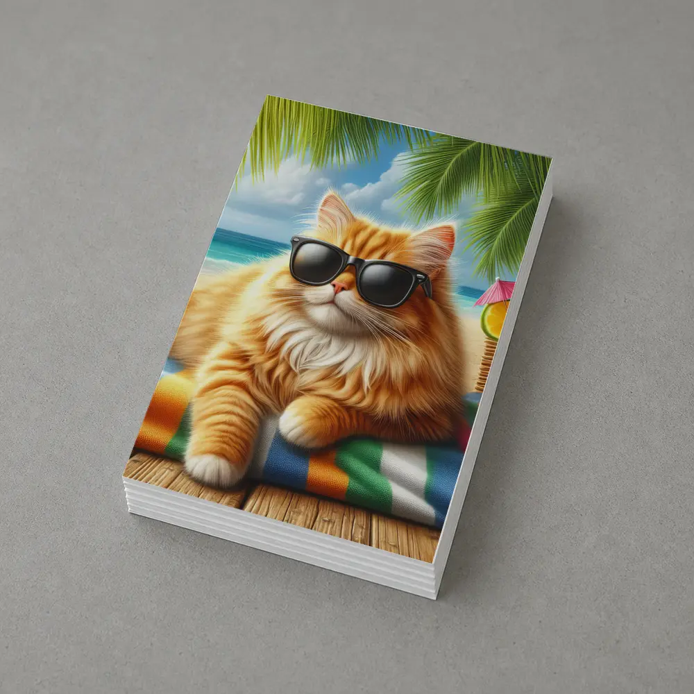 Orange Persian Cat Sunglasses Tropical Beach – Postcards