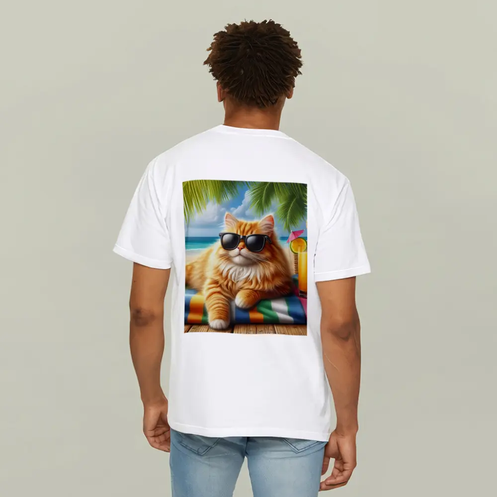 Orange Persian Cat Sunglasses Tropical Beach – T-Shirts