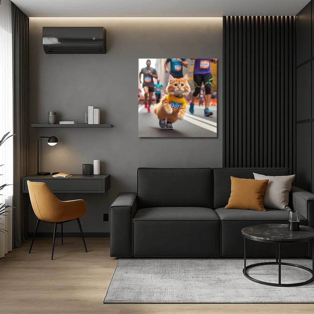 Orange Cat Running City Marathon Race – Wall Art