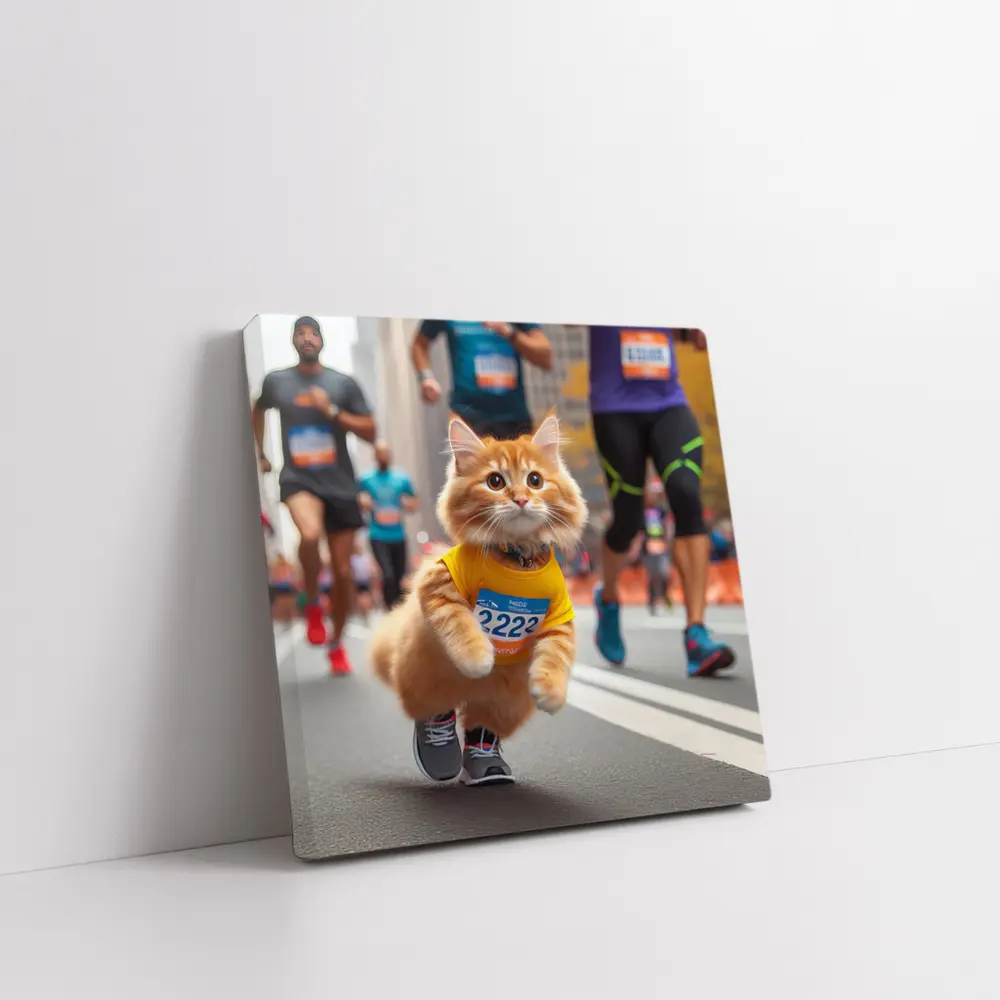 Orange Cat Running City Marathon Race – Wall Art