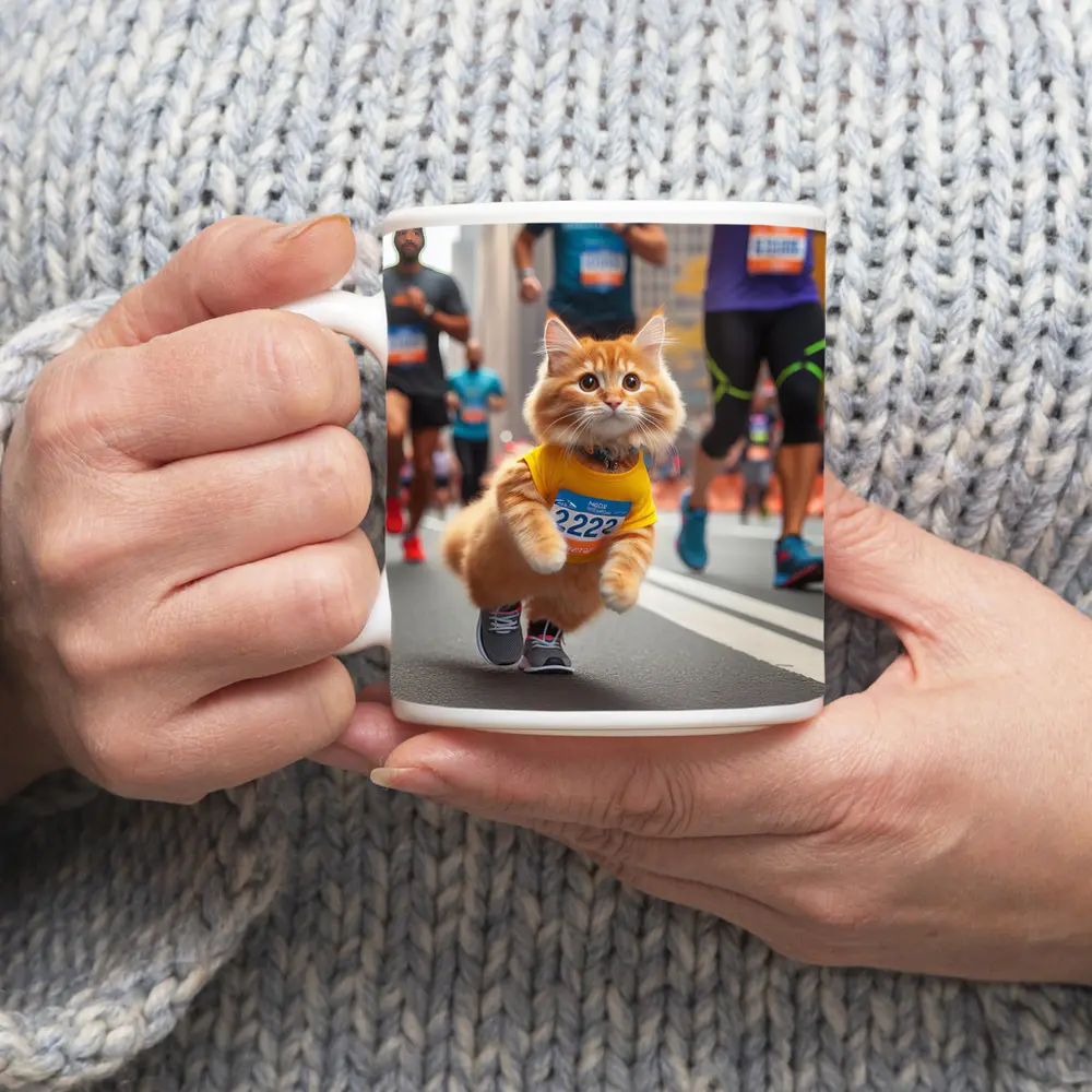 Orange Cat Running City Marathon Race – Mugs