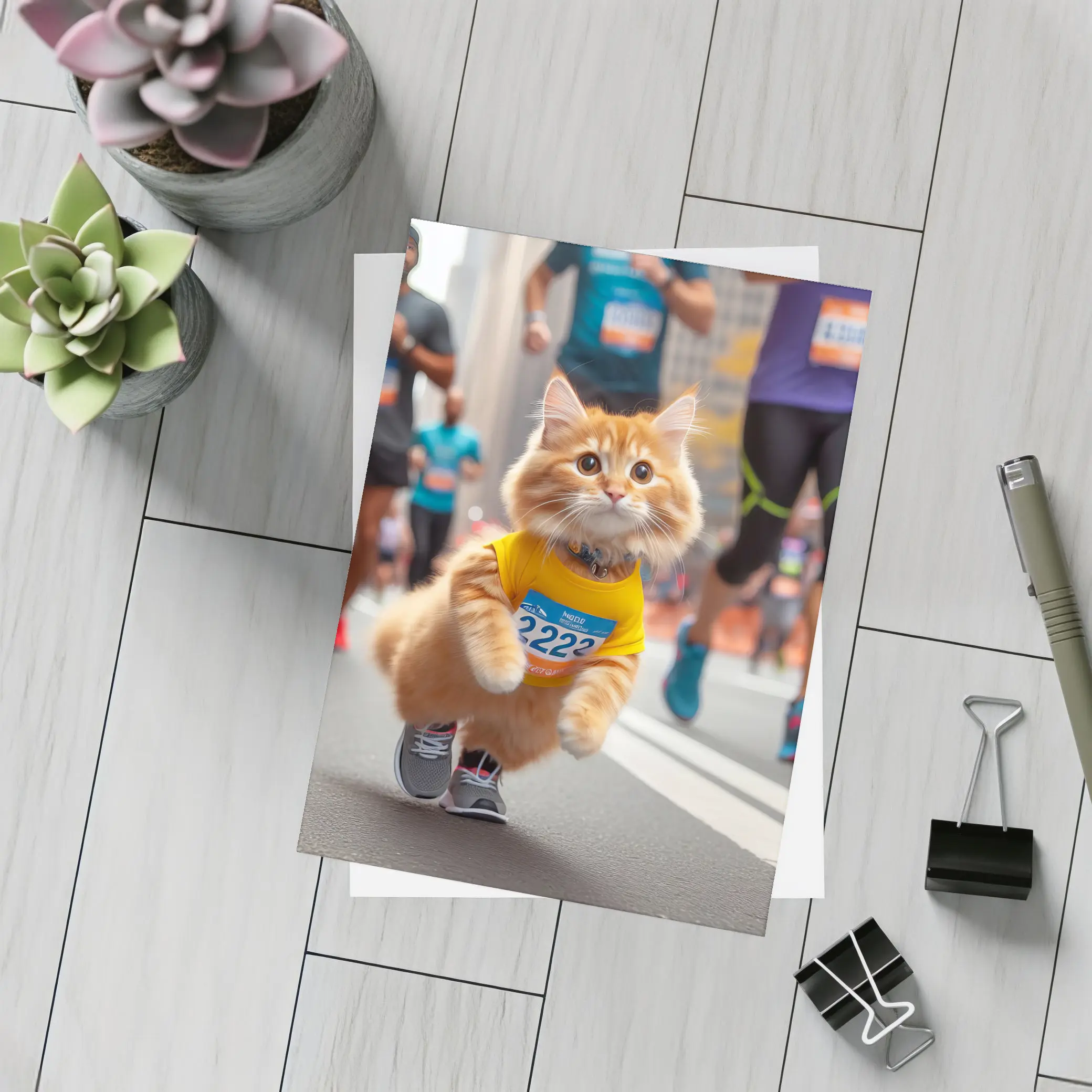 Orange Cat Running City Marathon Race – Postcards