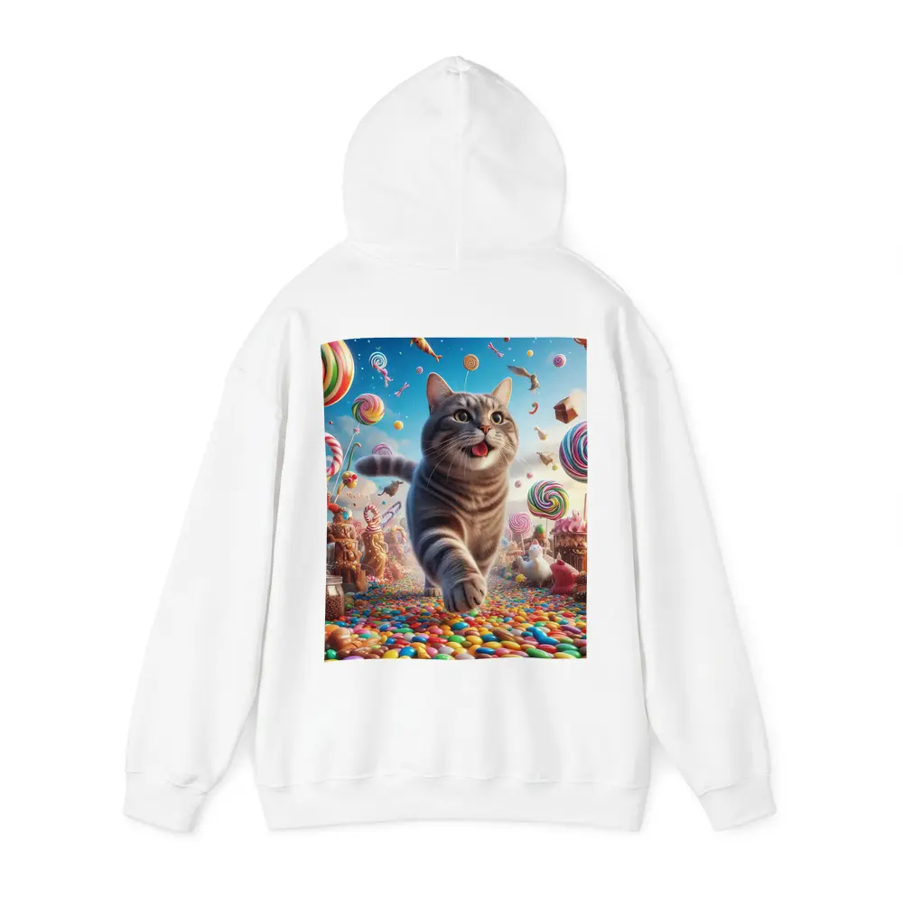 Gray Tabby Cat Running Through Candy Land – Hoodies
