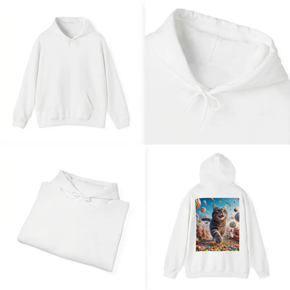 Gray Tabby Cat Running Through Candy Land – Hoodies