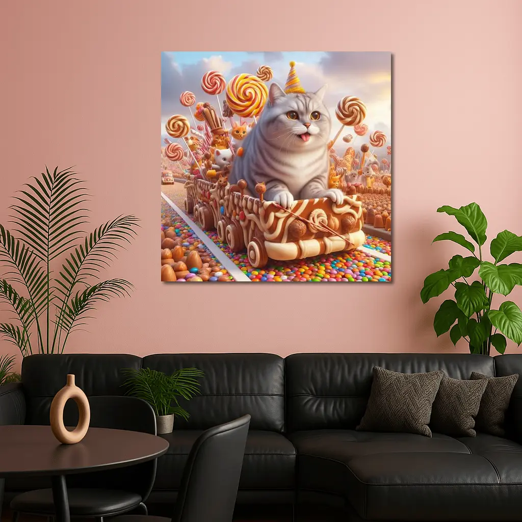British Shorthair Cat Candy Land Adventure – Wall Art