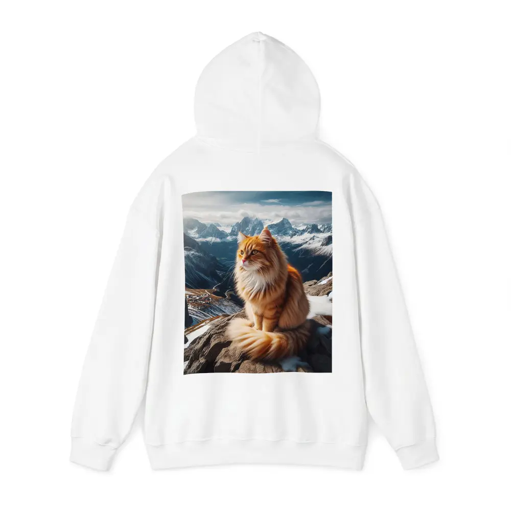 Orange Long Hair Cat Snowy Mountain Summit – Hoodies