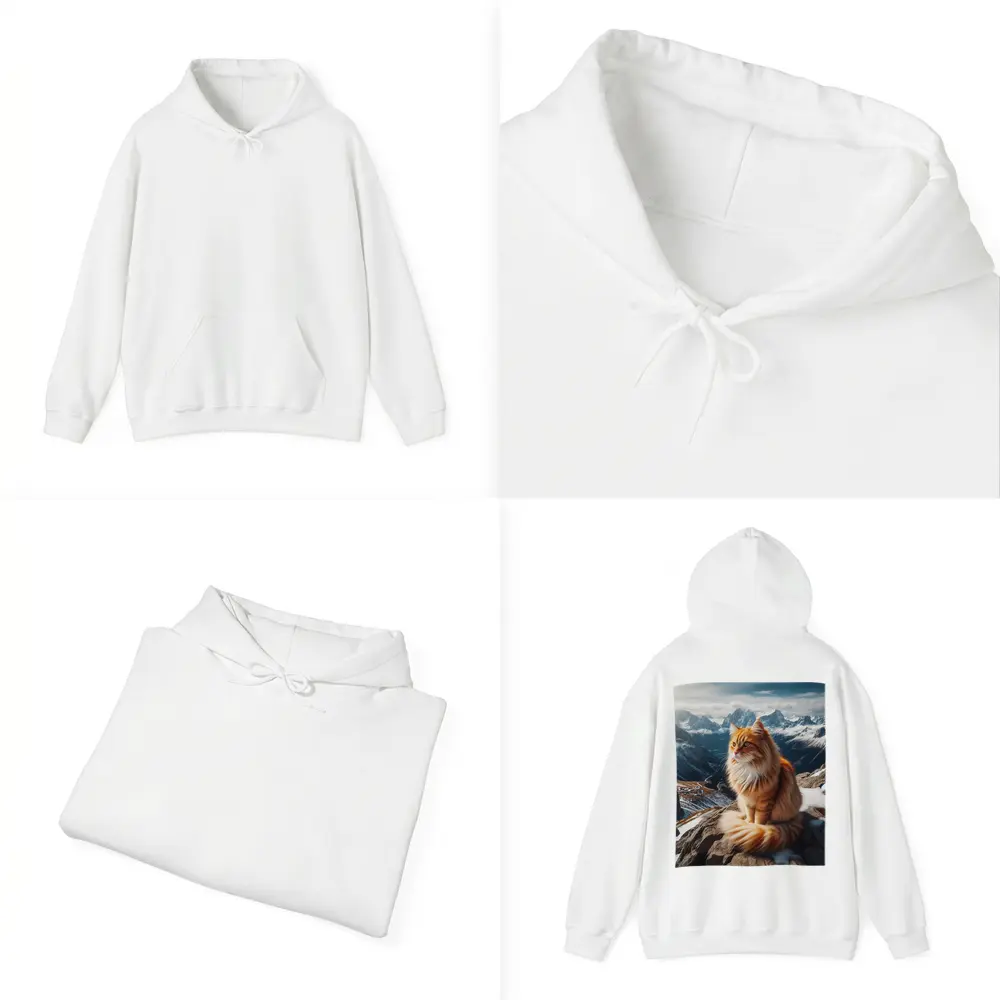 Orange Long Hair Cat Snowy Mountain Summit – Hoodies