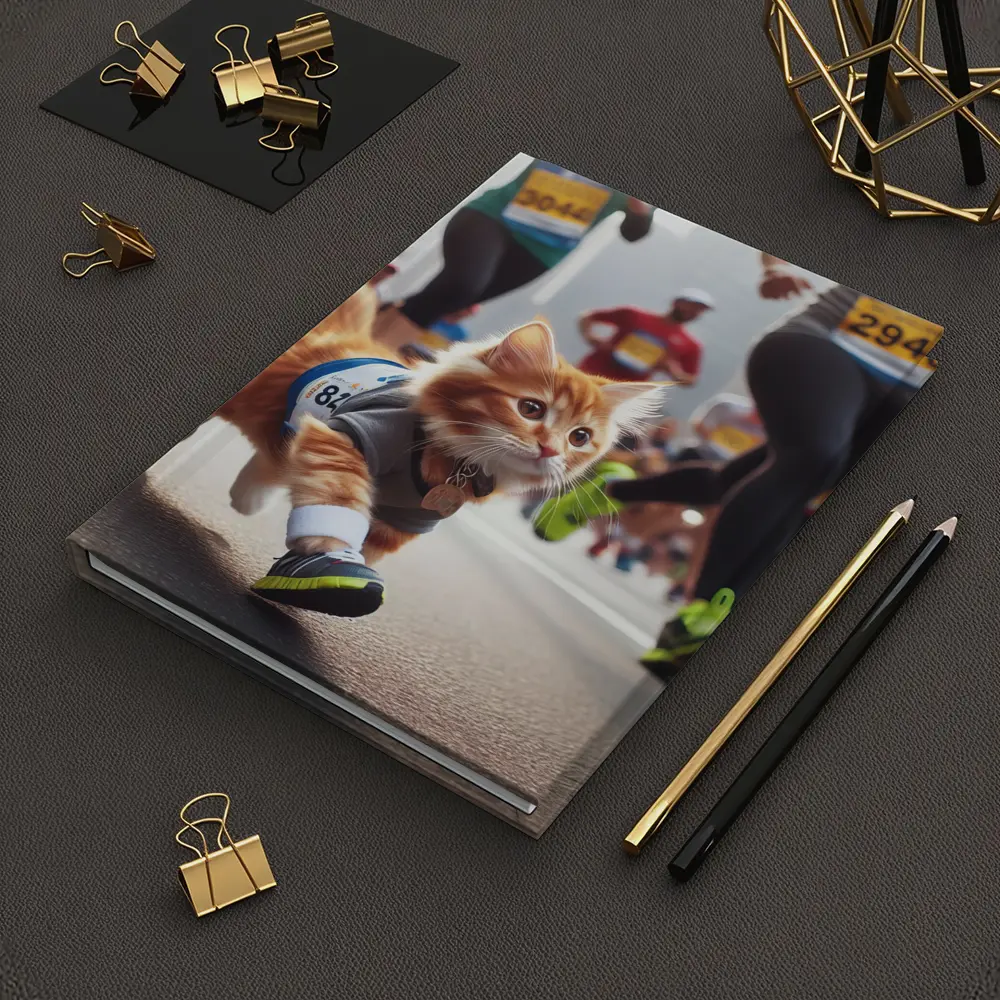 Orange Kitten Running Marathon Race Street – Notebooks