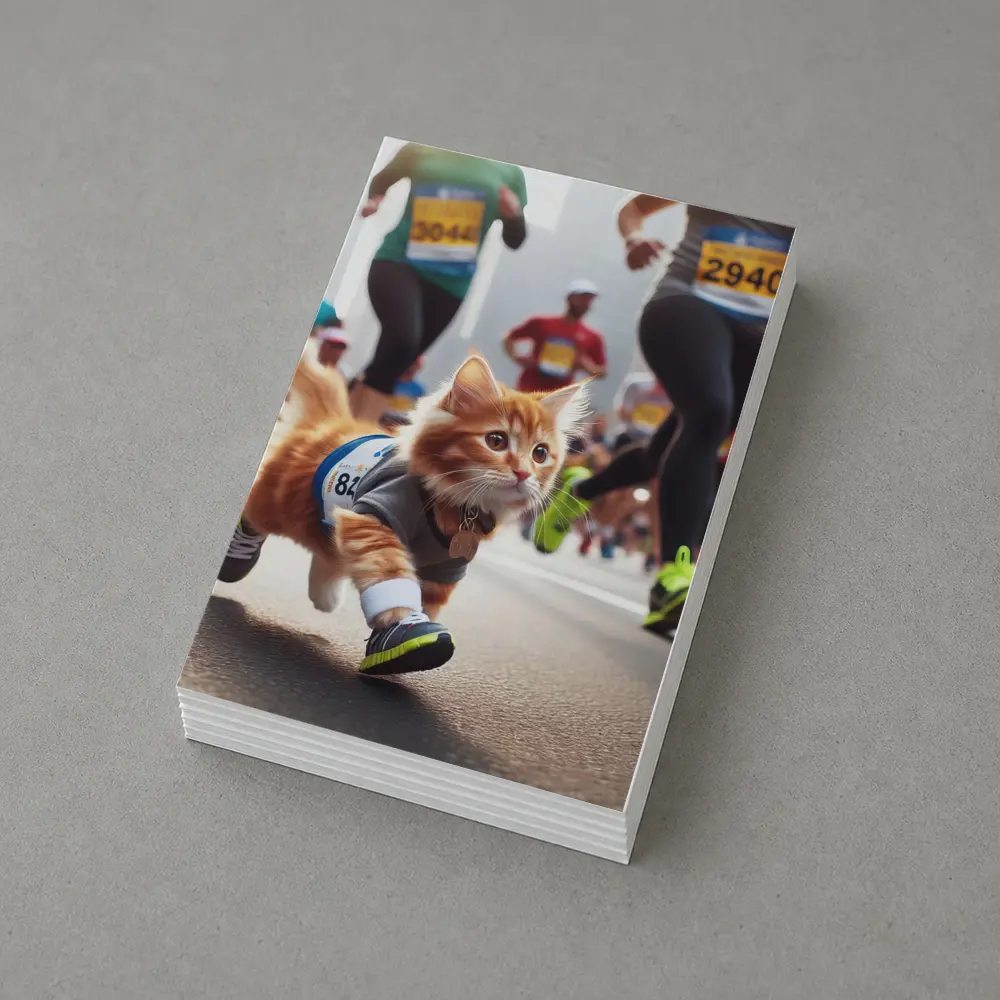 Orange Kitten Running Marathon Race Street – Postcards
