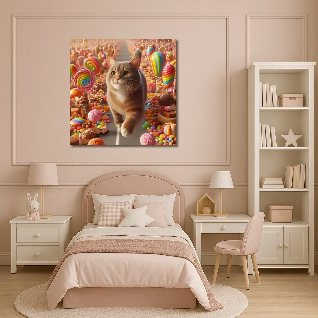 British Shorthair Cat Candy Land Fantasy – Wall Art