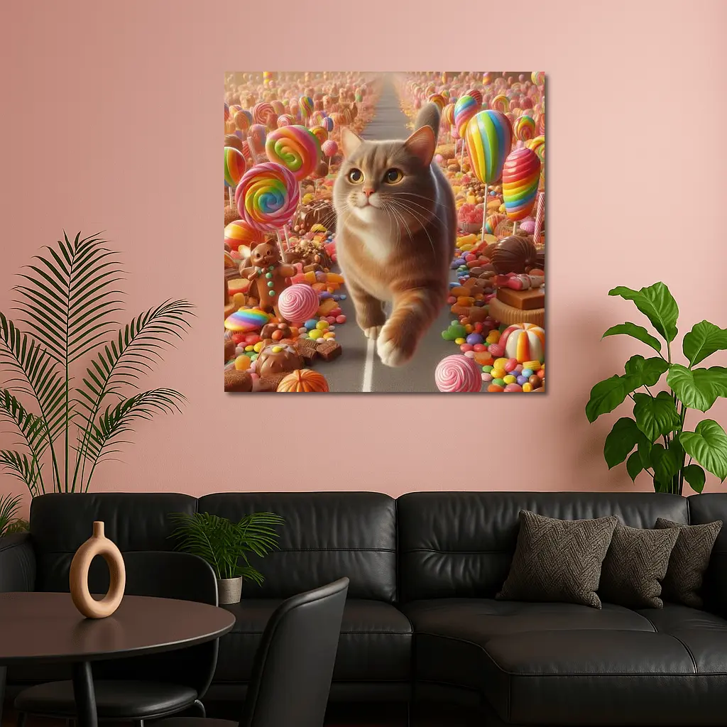 British Shorthair Cat Candy Land Fantasy – Wall Art