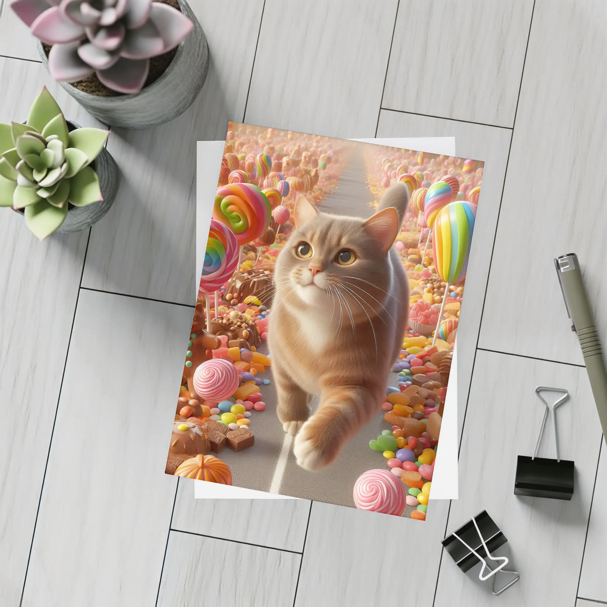 British Shorthair Cat Candy Land Fantasy – Postcards