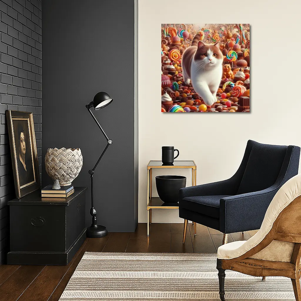 British Shorthair Cat Candy Sweets Fantasy World – Wall Art
