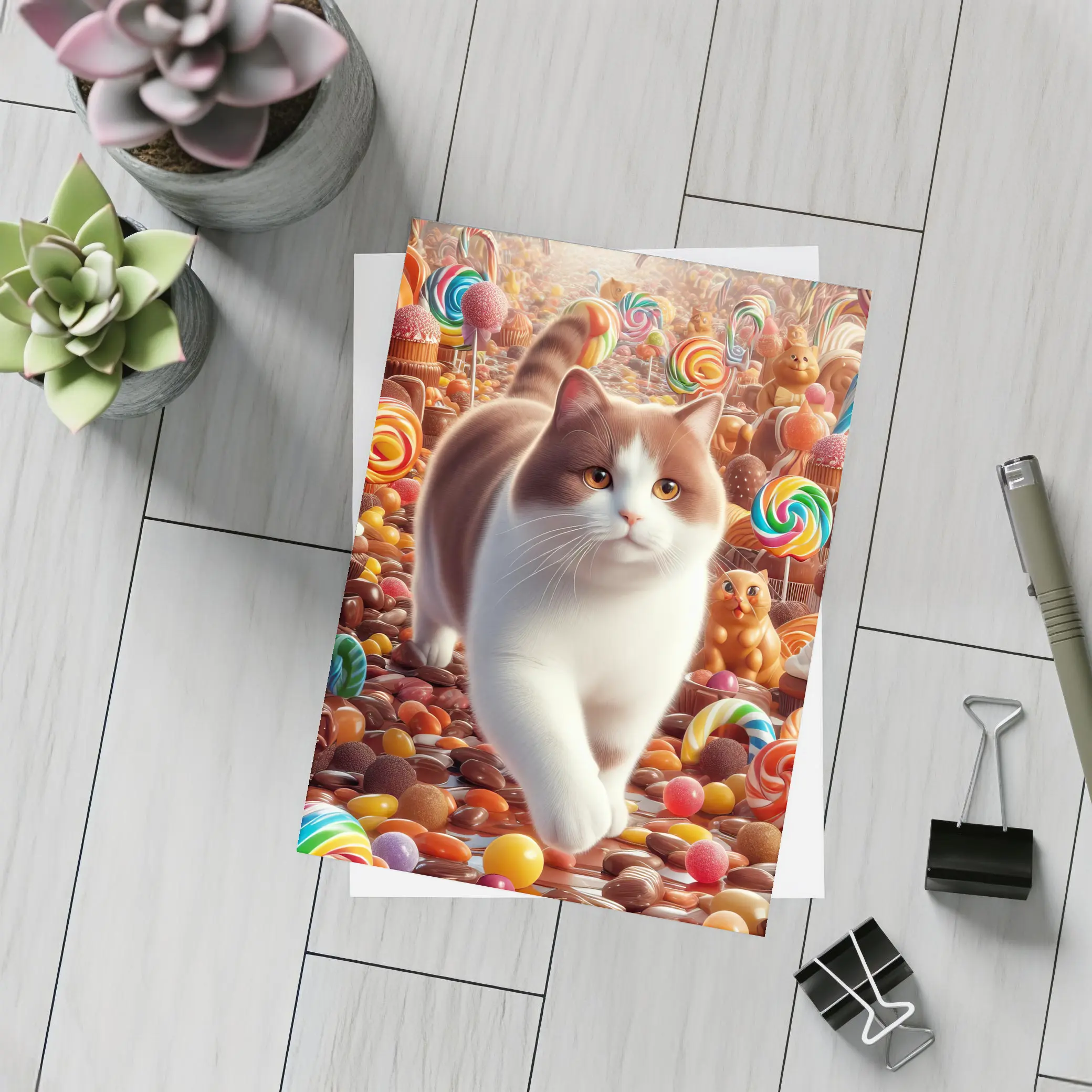 British Shorthair Cat Candy Sweets Fantasy World – Postcards