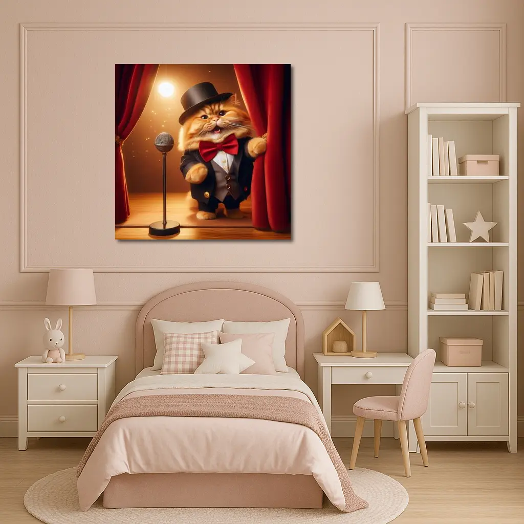 Ginger Cat Performer Top Hat Stage – Wall Art