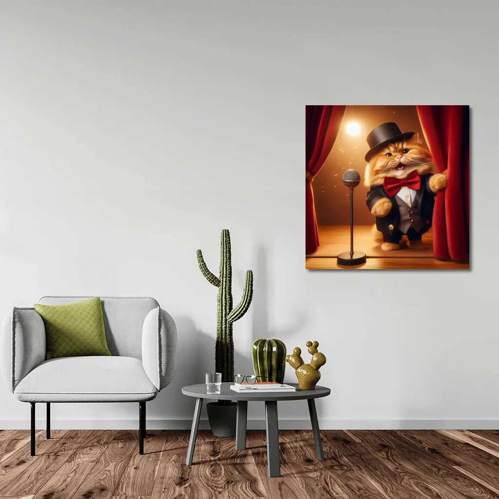 Ginger Cat Performer Top Hat Stage – Wall Art