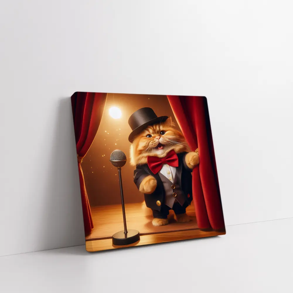 Ginger Cat Performer Top Hat Stage – Wall Art